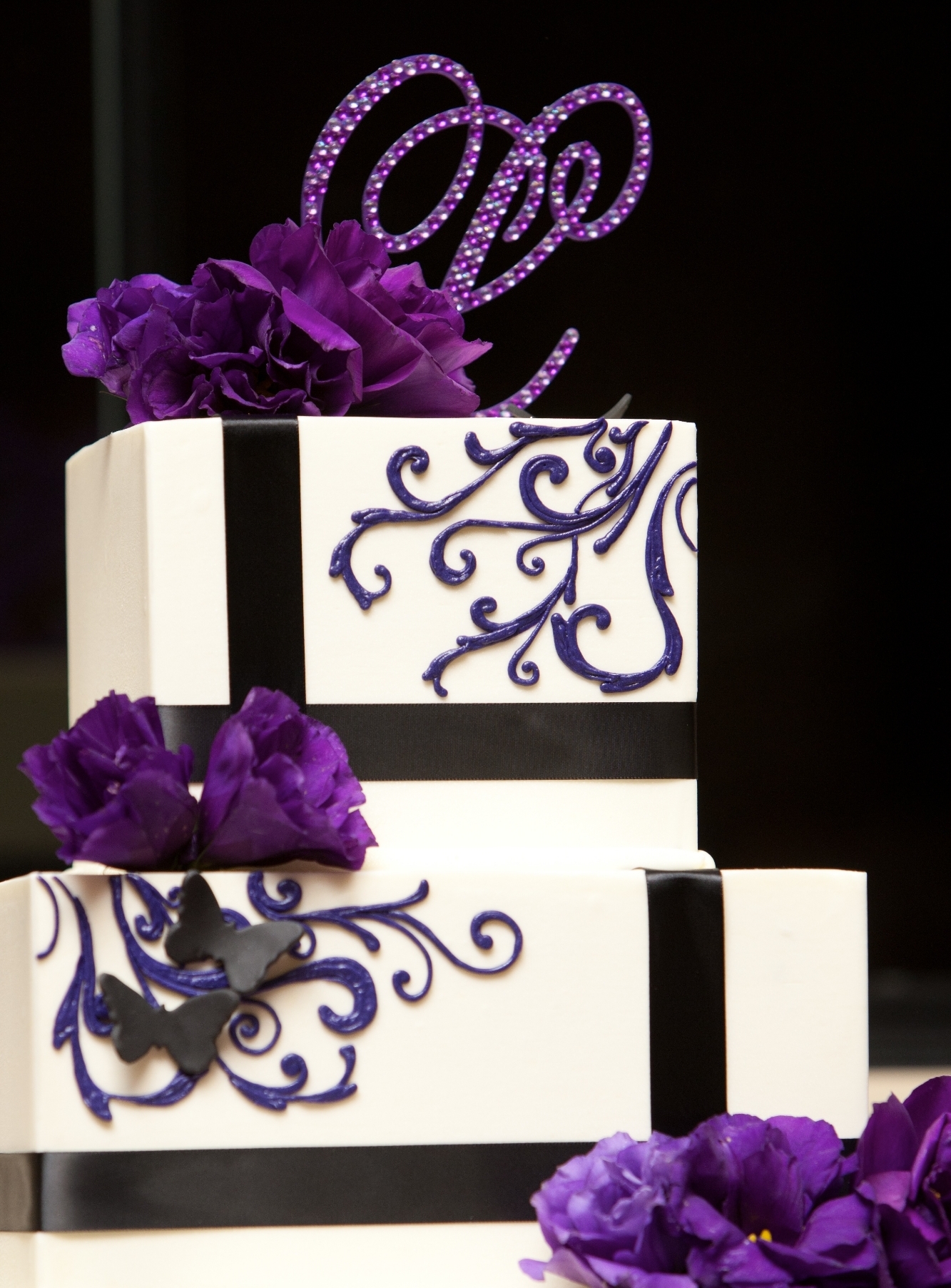 Purple and Gray Wedding Cake