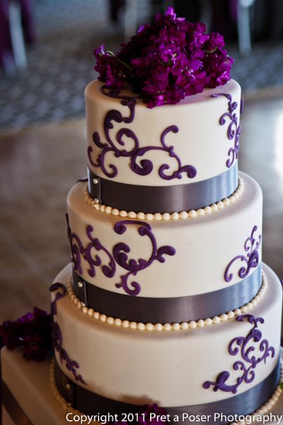 Purple and Silver Wedding Cake