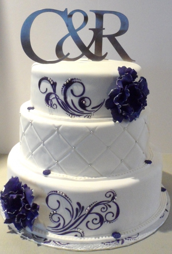 Purple and Silver Wedding Cake