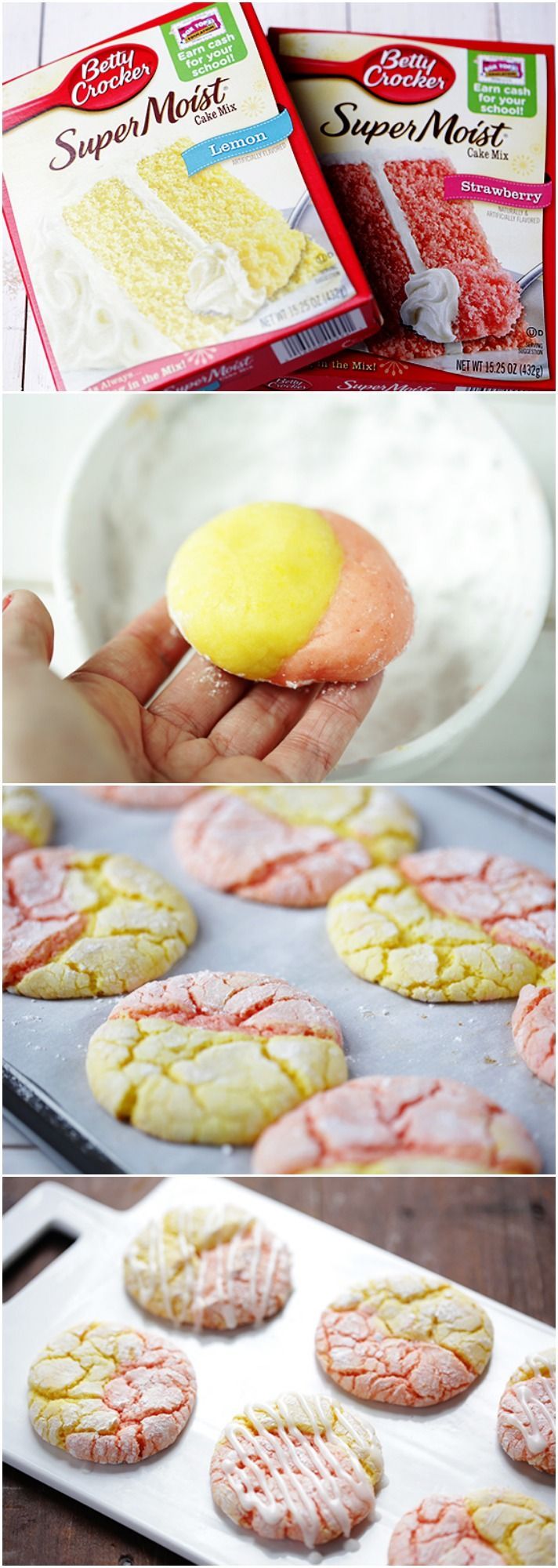 Strawberry Lemonade Cake Mix Cookies