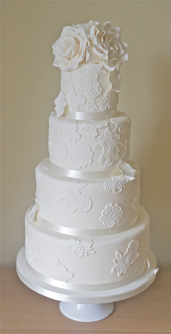 White Lace Wedding Cake