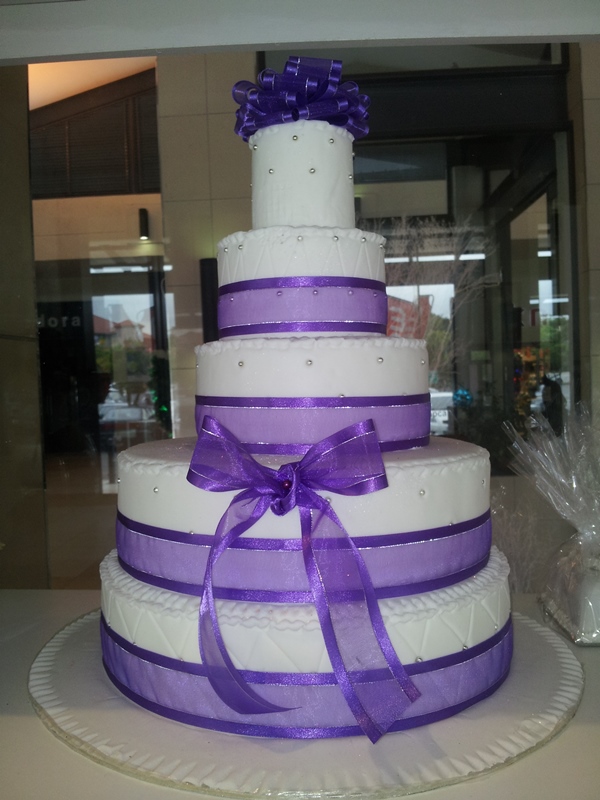 White Tier Purple Birthday Cake