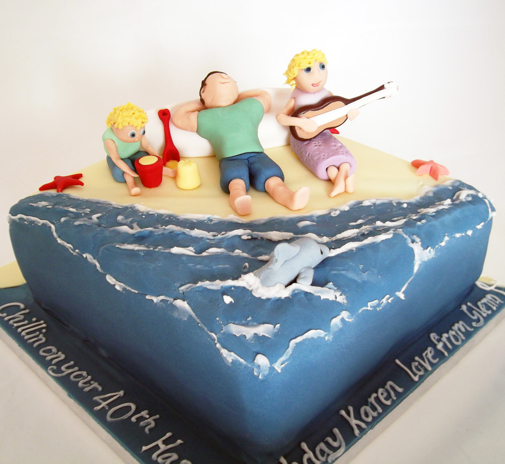 Beach Theme Adult Birthday Cake