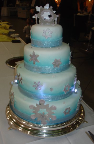 Blue and Silver Winter Wedding Cake