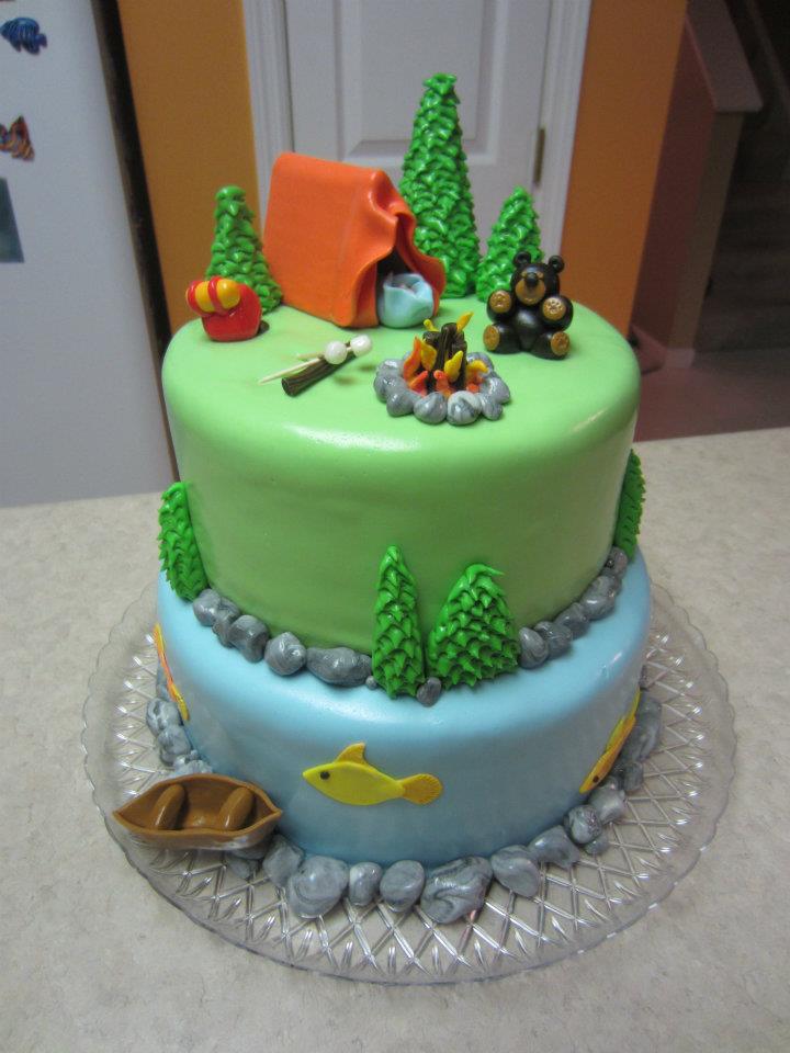 Camping Themed Baby Shower Cake