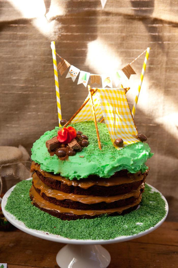 Camping Themed Birthday Party Cake