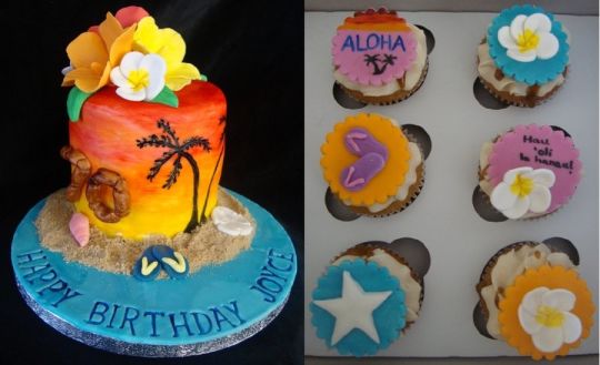 Hawaiian Themed Birthday Cake