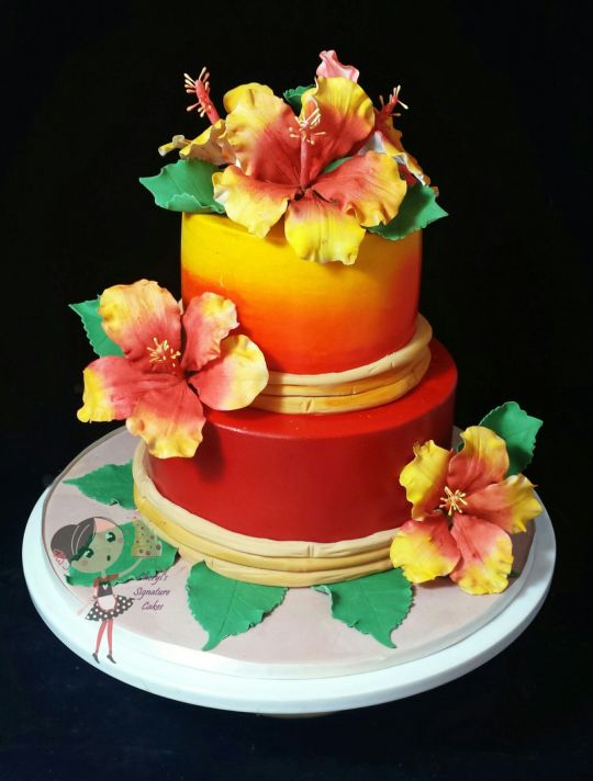 Hawaiian Themed Birthday Cake