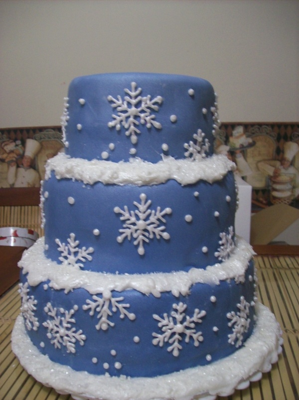 Idea Winter Snowflake Wedding Cake