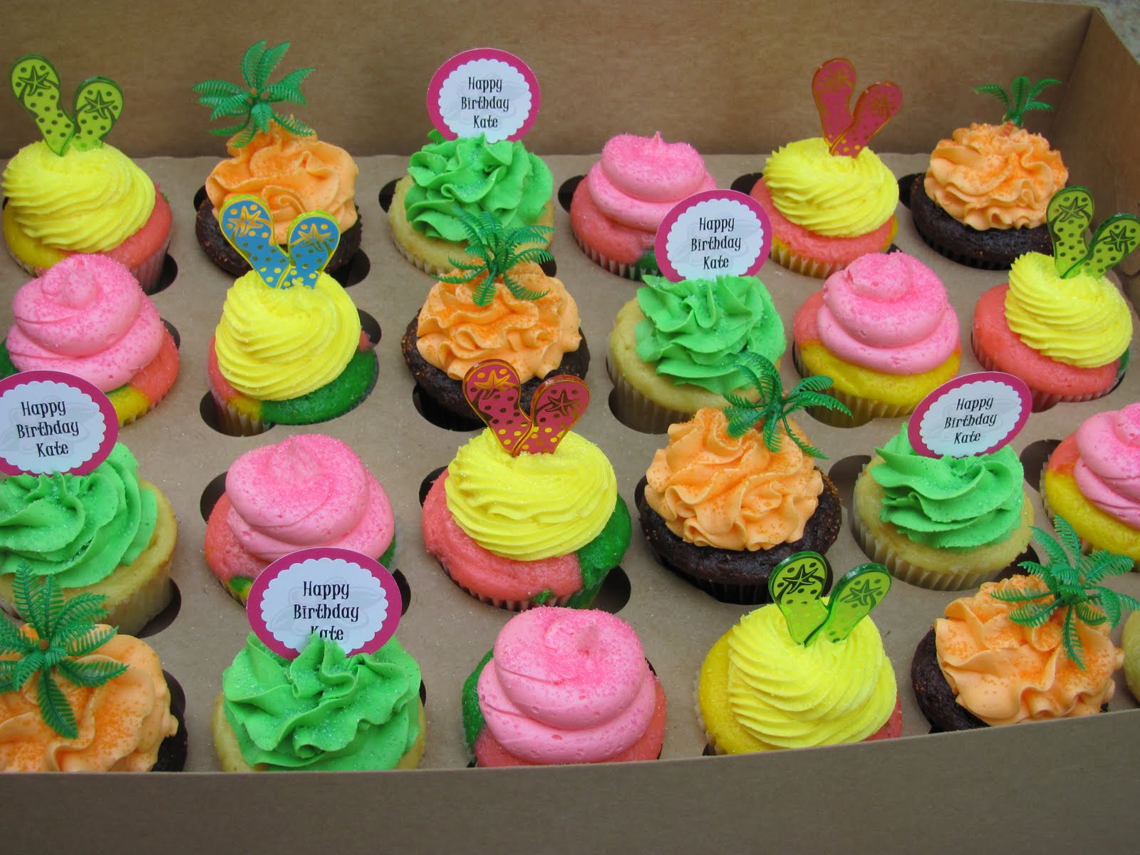 6 Photos of Luau Birthday Party Cupcakes