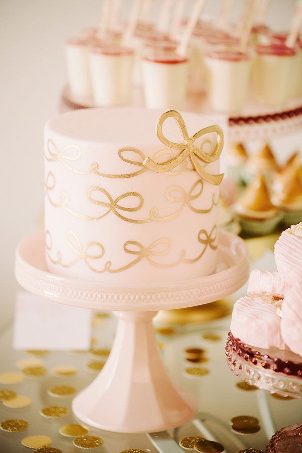 Pink and Gold Cake with Bows