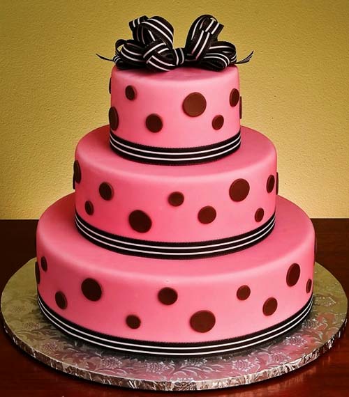 Pink Black and White Polka Dot Cake