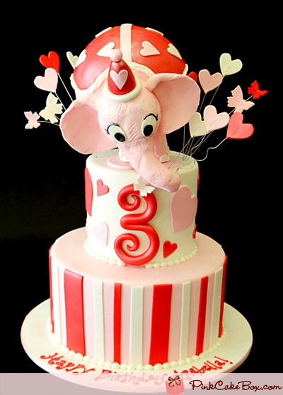 Pink Elephant Birthday Cake