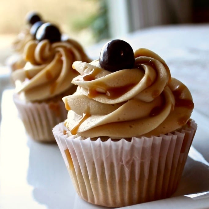 Salted Caramel Cupcakes with Buttercream Frosting