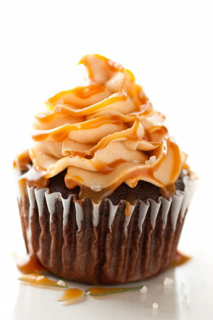 Salted Caramel Cupcakes with Chocolate Frosting