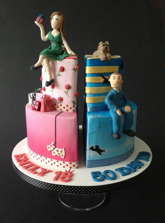 Split Boy and Girl Birthday Cakes