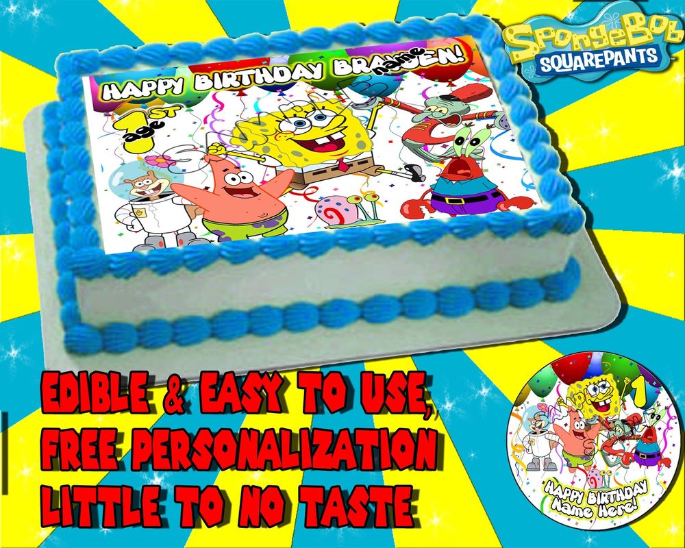 Spongebob Birthday Cake Edible Topper