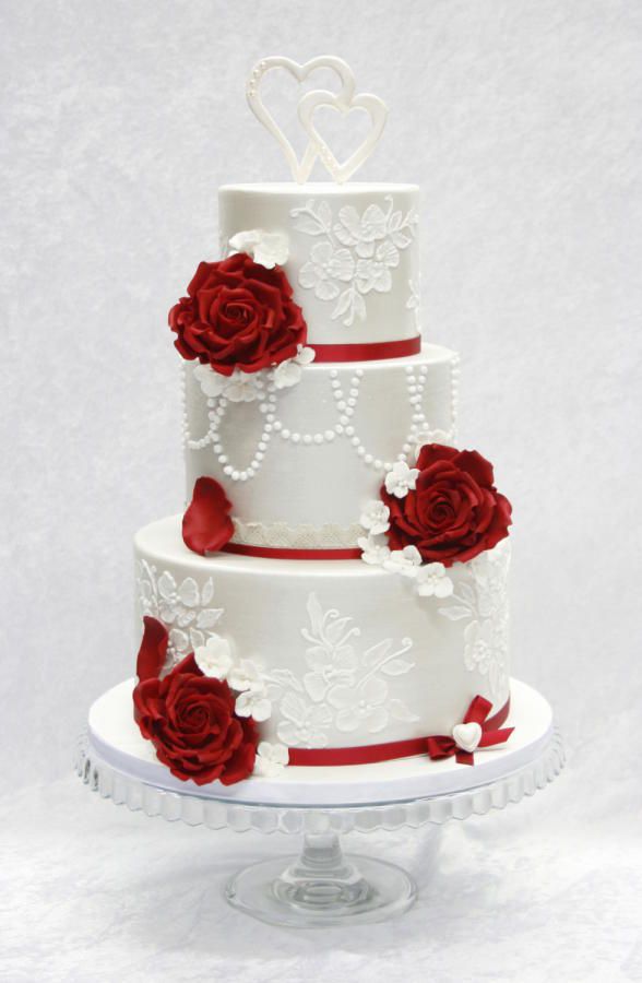 10 Red And White Wedding Cakes With M R Photo Red And White