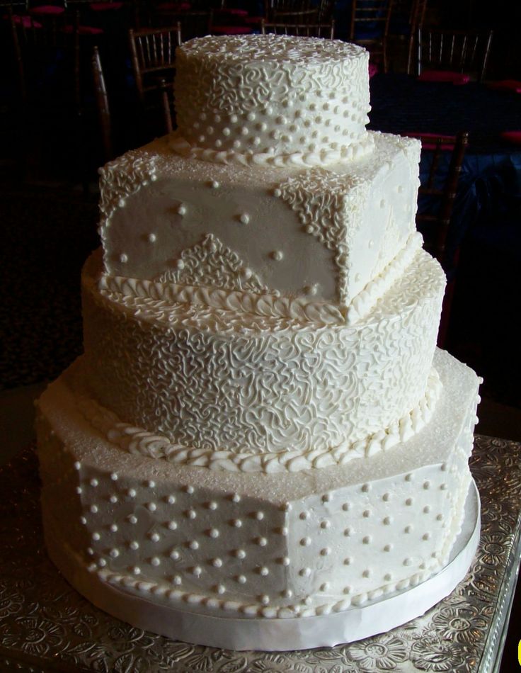 White Wedding Cake with Buttercream Frosting