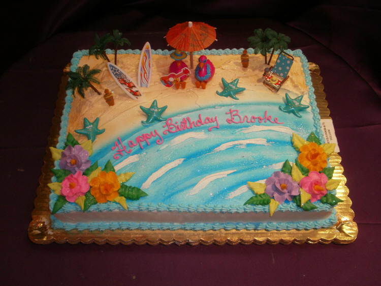 Beach Themed Sheet Birthday Cakes