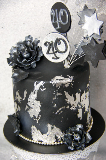 Black and Silver Birthday Cake