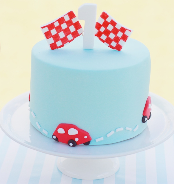 Blue and Red Car Birthday Cake