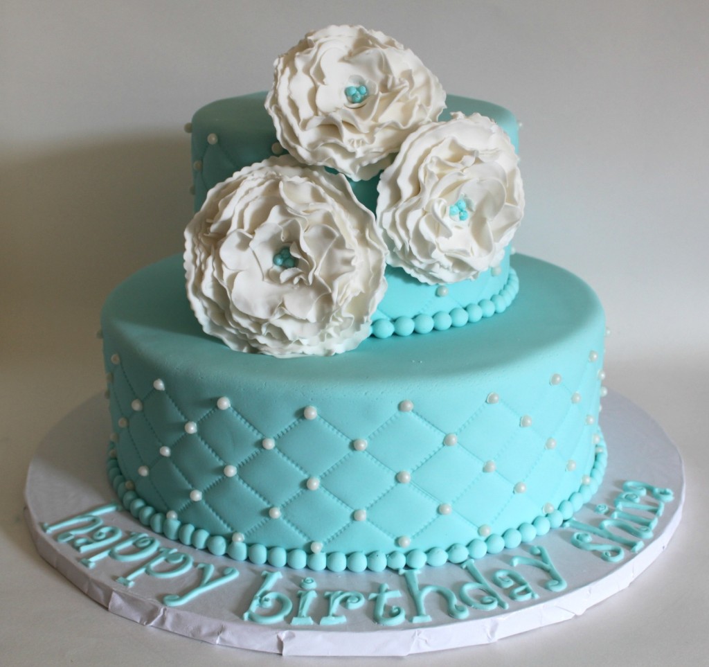 Elegant Blue Birthday Cake