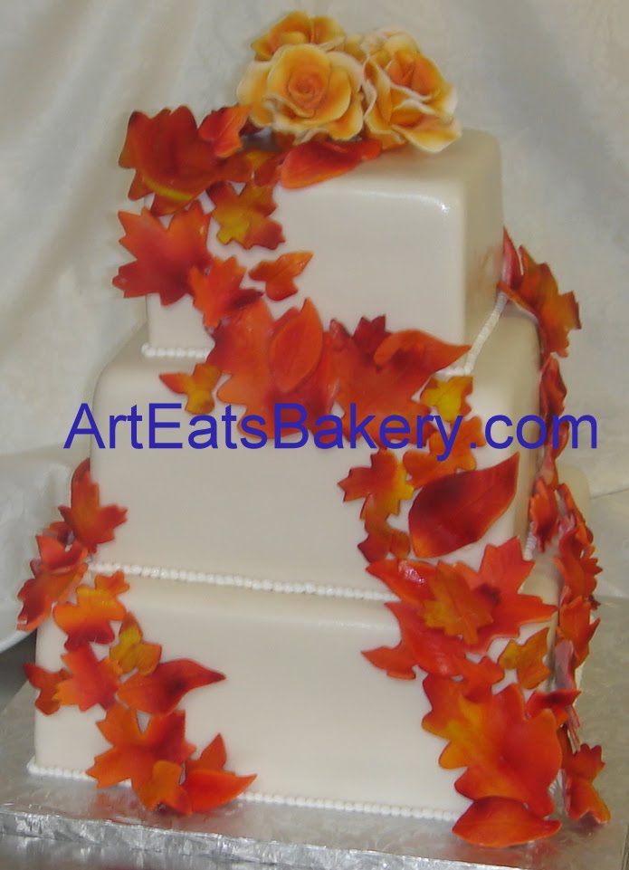 Fall Tier Square Wedding Cakes