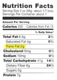 Food Label with Trans-Fat