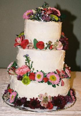 Homemade Fresh Flower Wedding Cake
