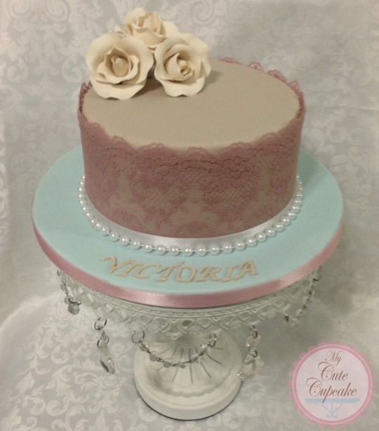 Lace and Pearls Birthday Cake