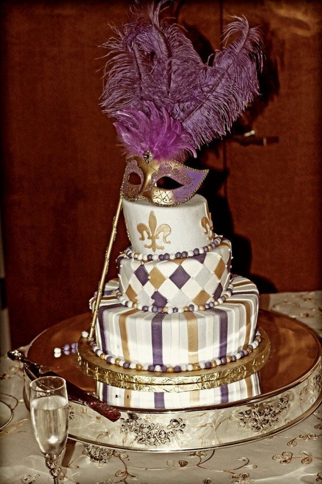 Mardi Gras Themed Wedding Cake