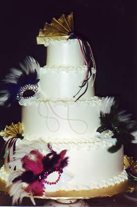 Mardi Gras Themed Wedding Cake