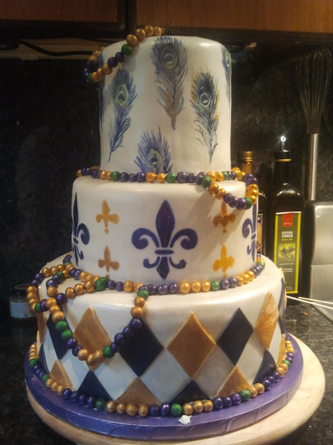 Mardi Gras Wedding Cake