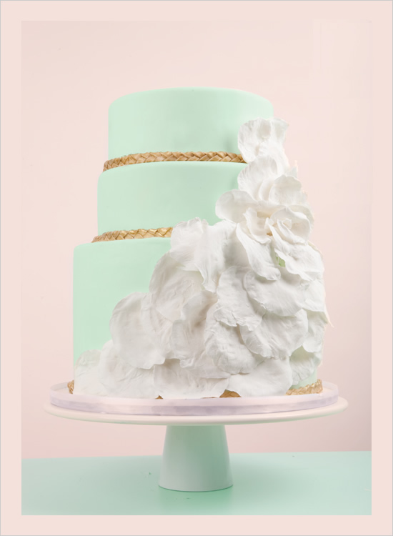 9 Mint Green And White Wedding Cakes Photo - Mint Green and White