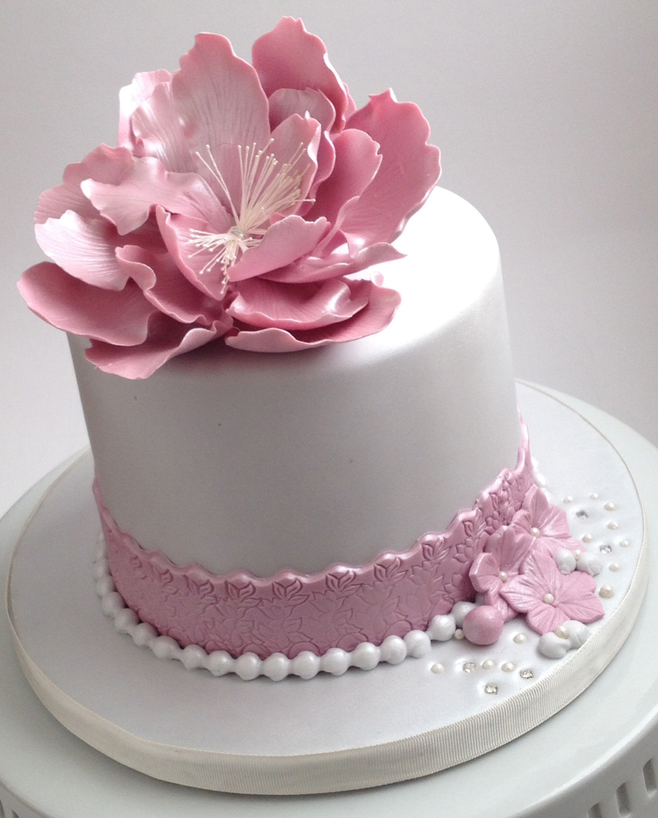 Pink and Silver Birthday Cake