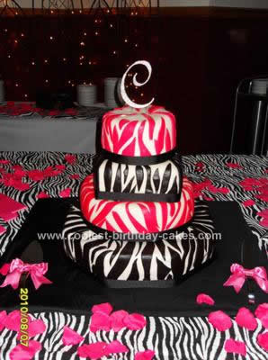 Pink Zebra Print Birthday Cake