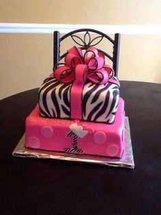 Pink & Zebra Striped Cake