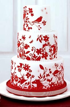 Red and White Wedding Cake