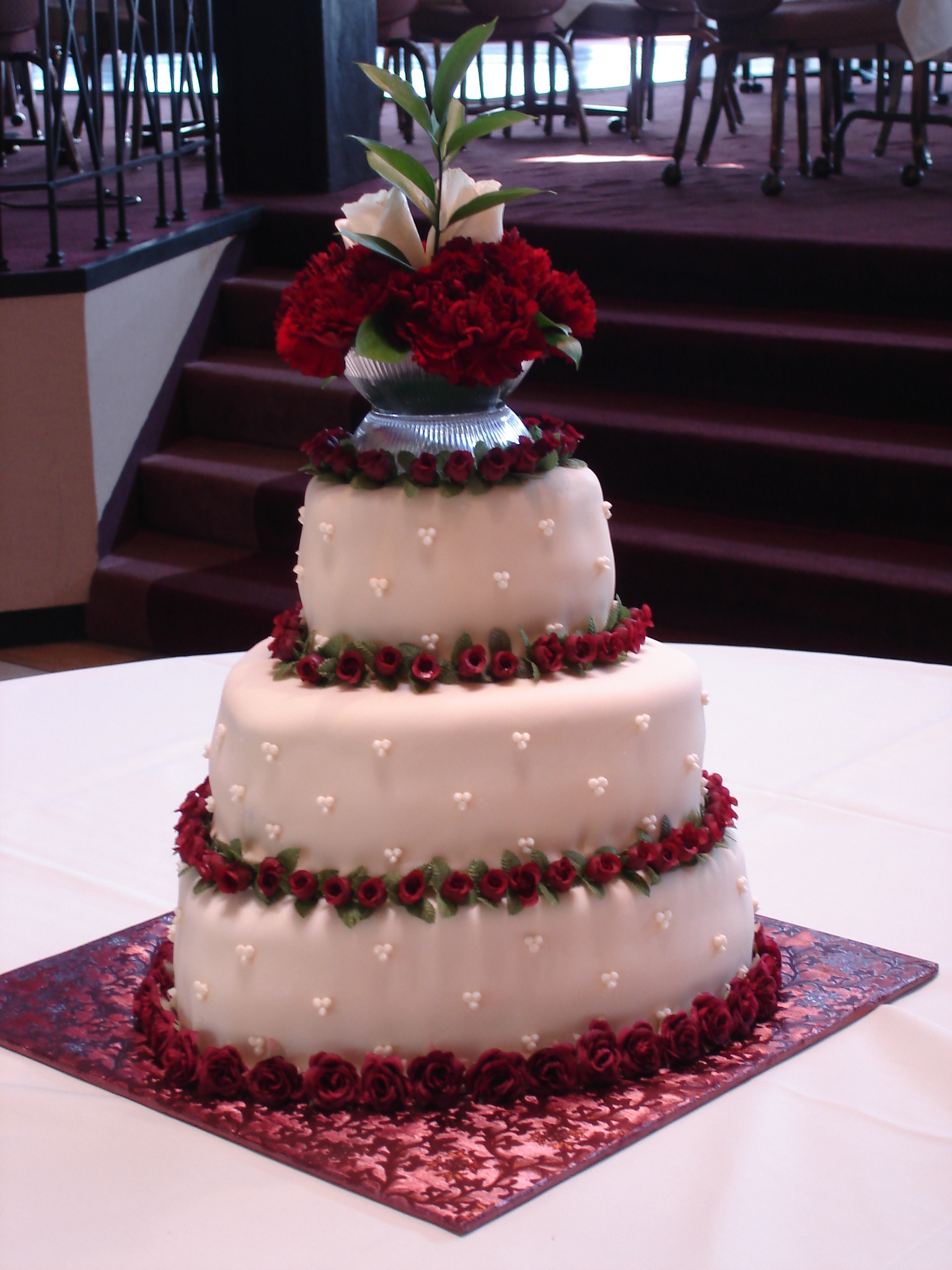 Red Heart Shaped Wedding Cake