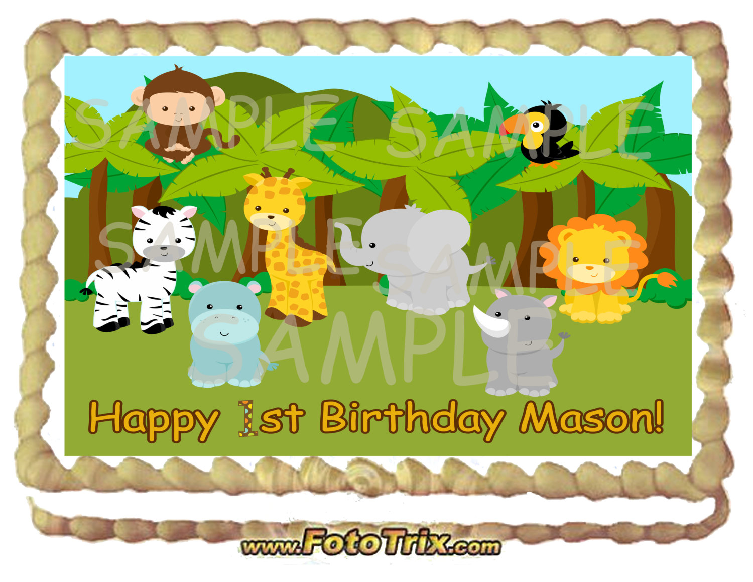 9 Photos of Jungle Theme Cakes 1 4 Sheet