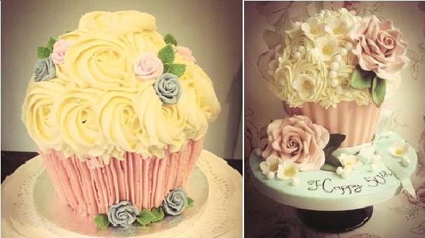 Vintage Giant Cupcake Cake