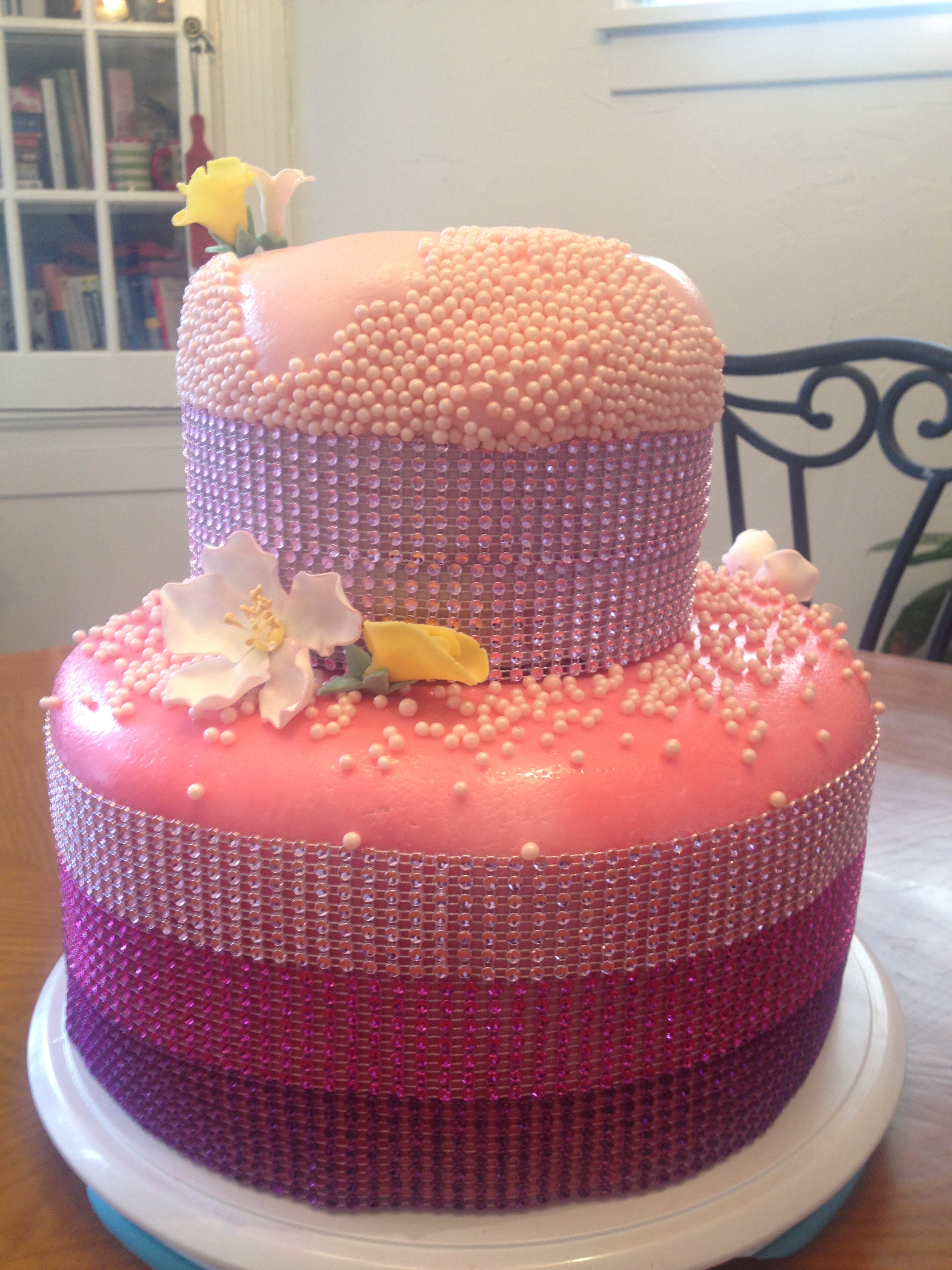 Birthday Cake with Pearls and Diamonds