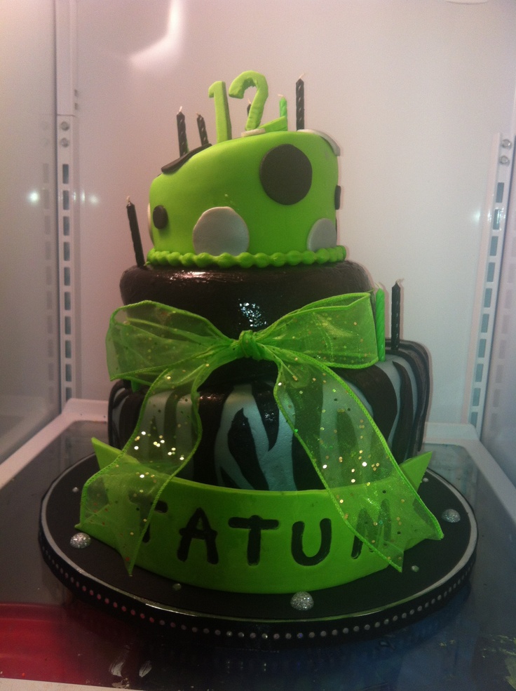 Black and Green Birthday Cake