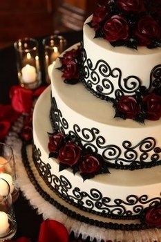 Black Halloween Wedding Cake