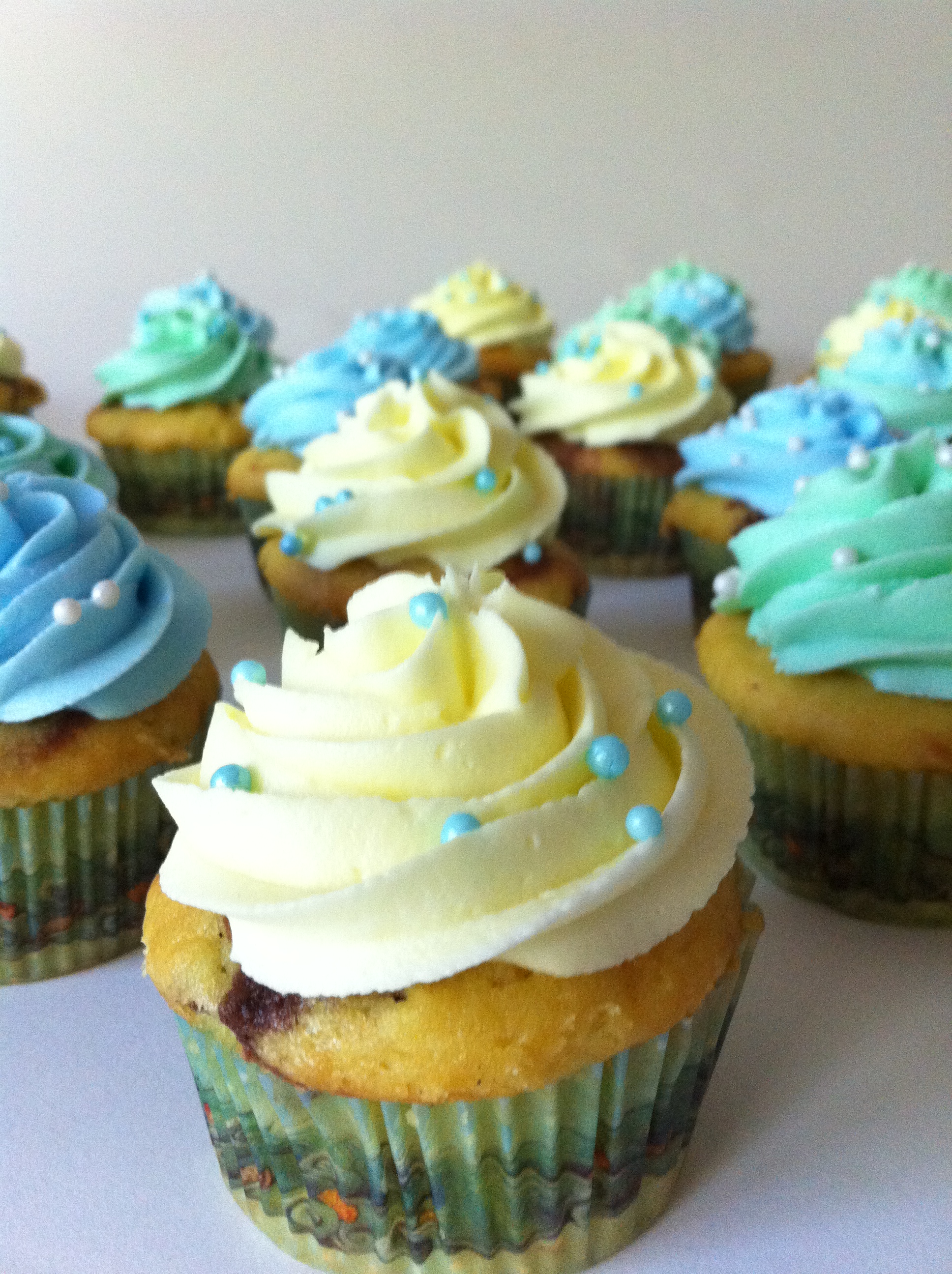 Blue and Green Cupcake Wedding Cakes