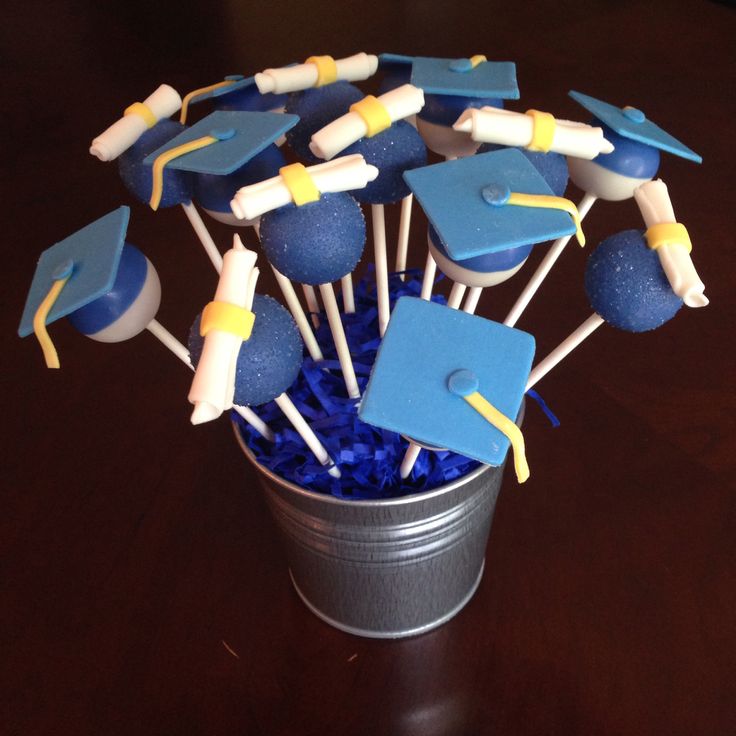 Blue and Yellow Graduation Cake Pops