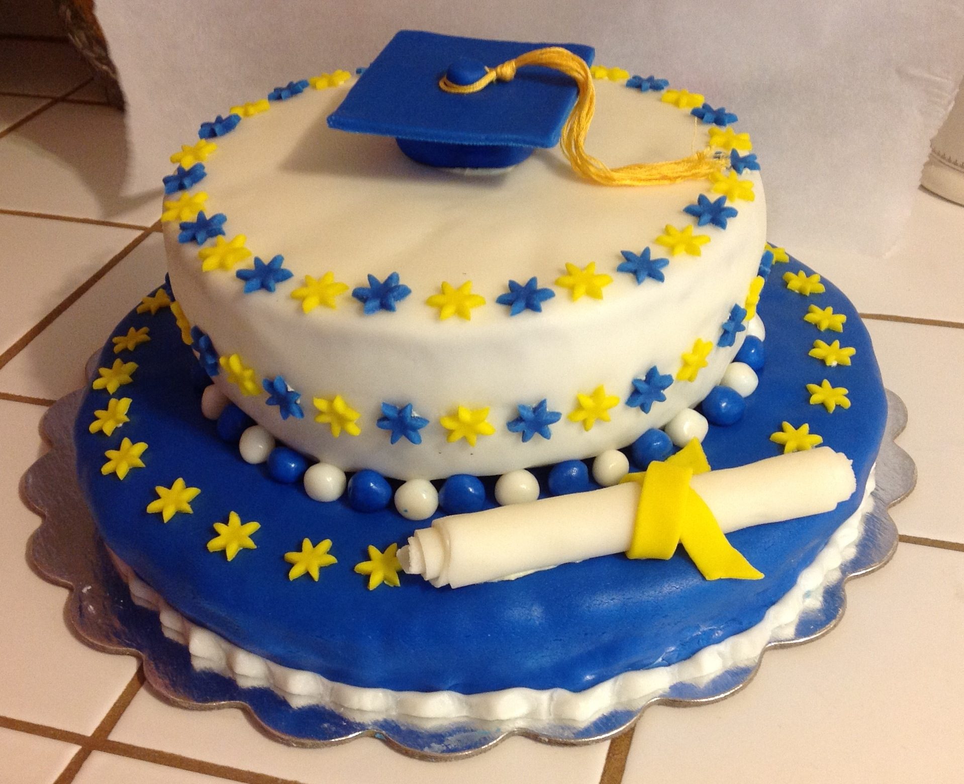 7 Photos of Graduation Cakes Blue With Yellow