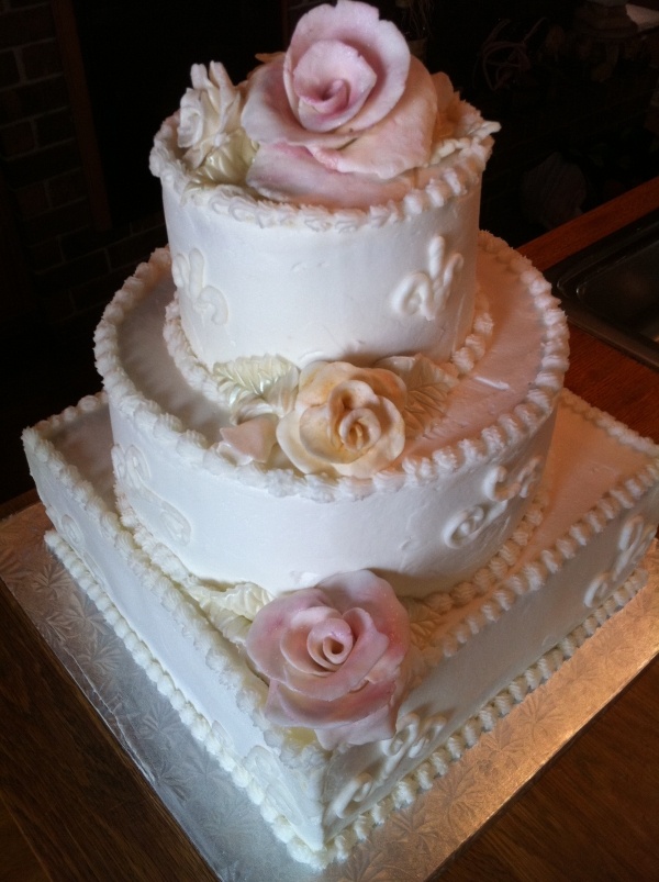 Buttercream Wedding Cake Square Bottom