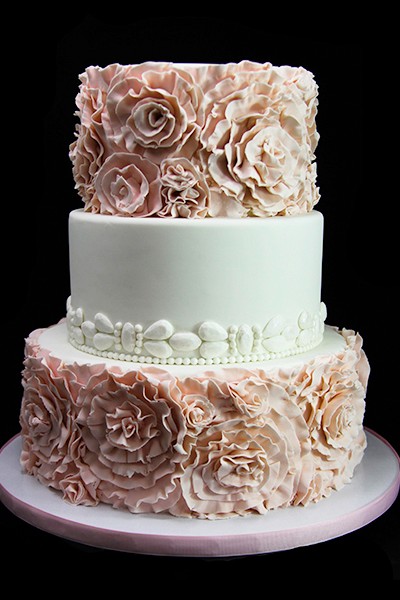 Cake with Ruffles and Rosettes